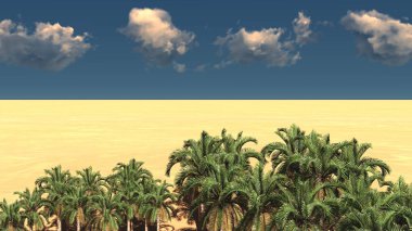 Güzel doğal arka plan. -Afrika vahası 3D görüntüleme