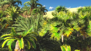 Güzel doğal arka plan. -Afrika vahası 3D görüntüleme