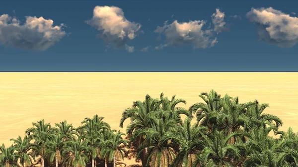 Güzel doğal arka plan. -Afrika vahası 3D görüntüleme