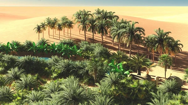 Güzel doğal arka plan. -Afrika vahası 3D görüntüleme