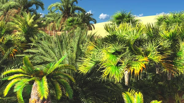 Güzel doğal arka plan. -Afrika vahası 3D görüntüleme