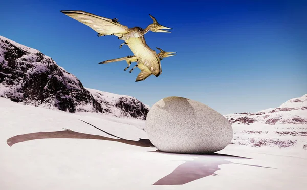 Yumurta ve pterodactyl 3d render — Stok fotoğraf