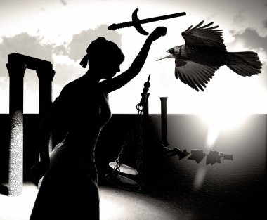 Adalet 3d render kırık Bayan