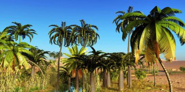 Güzel doğal arka plan. -Afrika vahası 3D görüntüleme