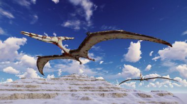Pterodactyl güzel cennet 3d çizim karşı uçan