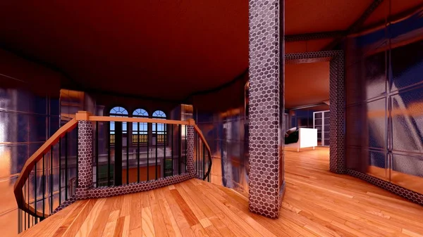 Diseño moderno de la sala de estar 3d rendering —  Fotos de Stock