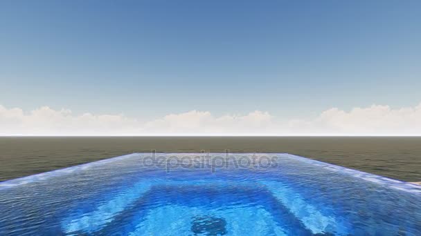 Infinity pool with sea panorama — Stock Video