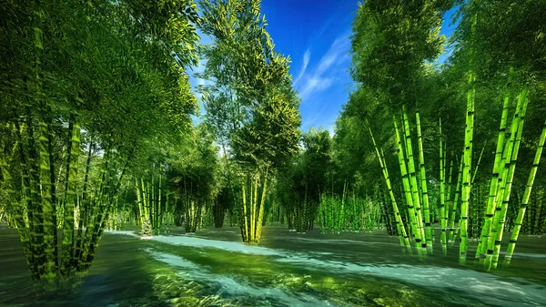 美しい偏微分竹の森の3Dレンダリング — ストック写真