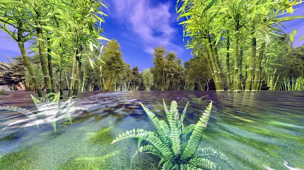 Beautiful decarative bamboo forest 3d rendering — Stock Photo, Image
