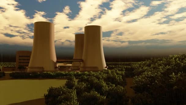 Central nuclear, industria y energía — Vídeo de stock