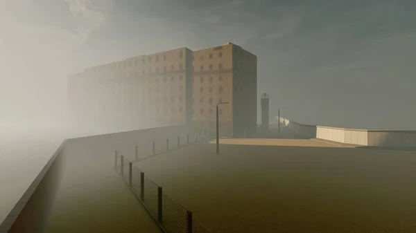 Sisteki eski hapishane 3D görüntüleme — Stok fotoğraf