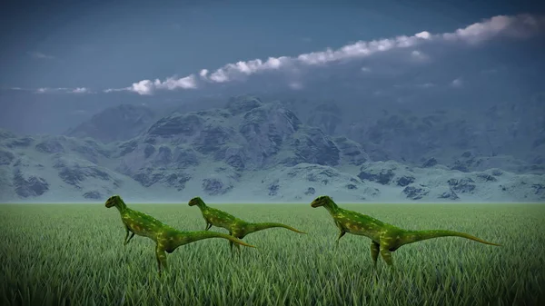 Dinosaur doomsday coming on 3d rendering — 스톡 사진