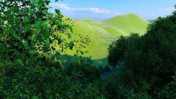 沖縄県のジャングルの丘,日本｜3Dレンダリング — ストック写真