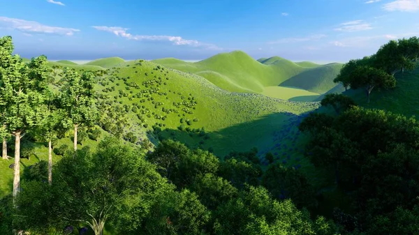 Selva colinas en Okinawa, Japón 3d rendering —  Fotos de Stock