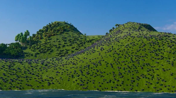 Okinawa 'daki orman tepeleri, Japonya 3D görüntüleme — Stok fotoğraf