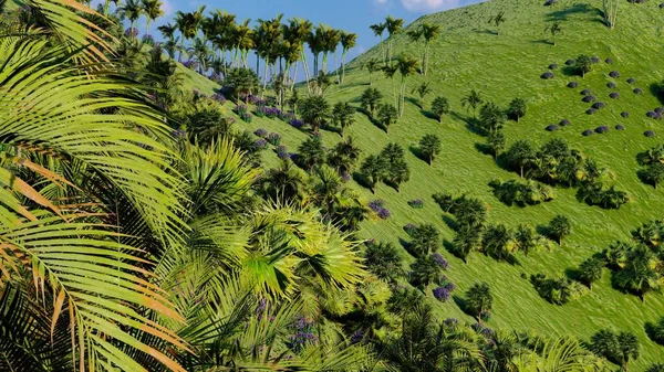 Colinas na selva em Okinawa, Japão 3d rendering — Fotografia de Stock