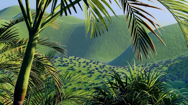 Jungle hills in Okinawa, Japan 3d rendering — Stock Photo, Image