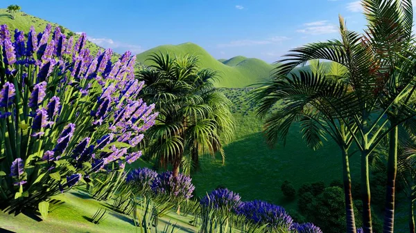 Dschungel hügel in okinawa, japan 3d rendering — Stockfoto