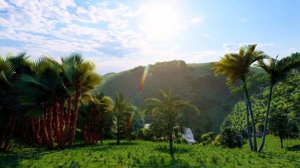 Jungle hills in Okinawa, Japan 3d rendering — Stock Photo, Image