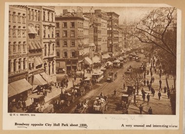 Broadway opposite City Hall Park about 1880