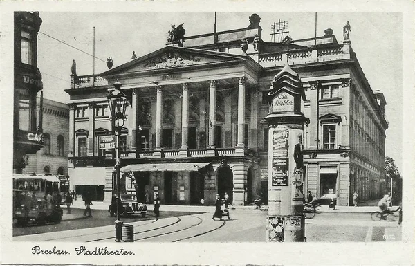 Поштова листівка Бреслау Вроцлава між 1920 і 30 роками. — стокове фото