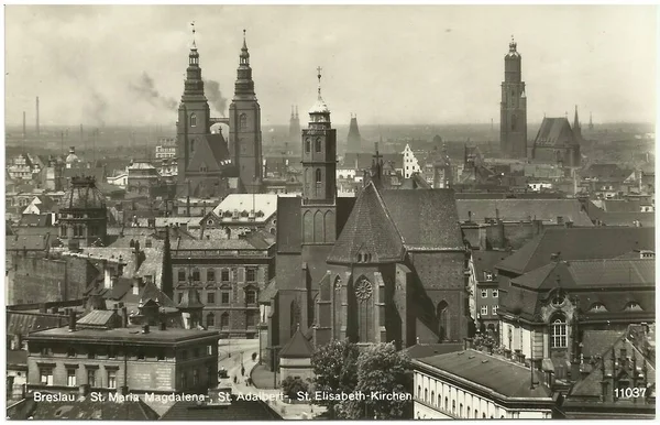 Breslau Wroclaw kartpostalı 1920 'ler ve 30' lar arasında. — Stok fotoğraf