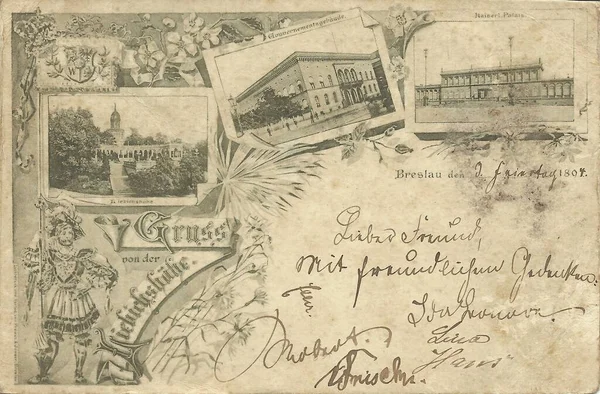Breslauer Breslauer Postkarte aus den 20er und 30er Jahren — Stockfoto