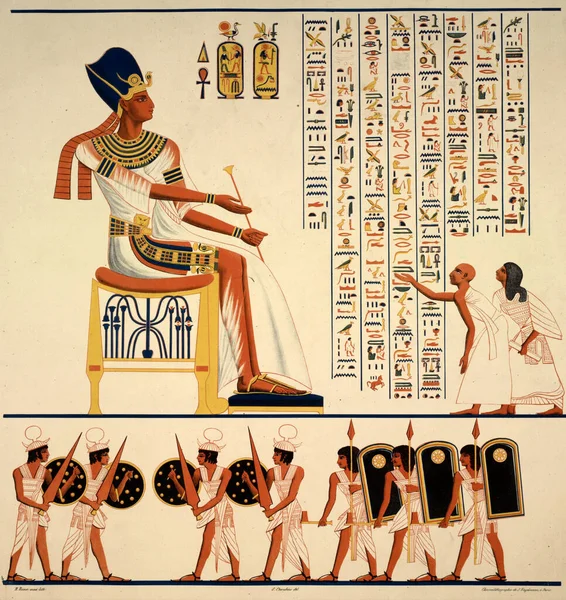 Hieroglyfických obrazů v Abú Simbel chrámu - Egypt — Stock fotografie