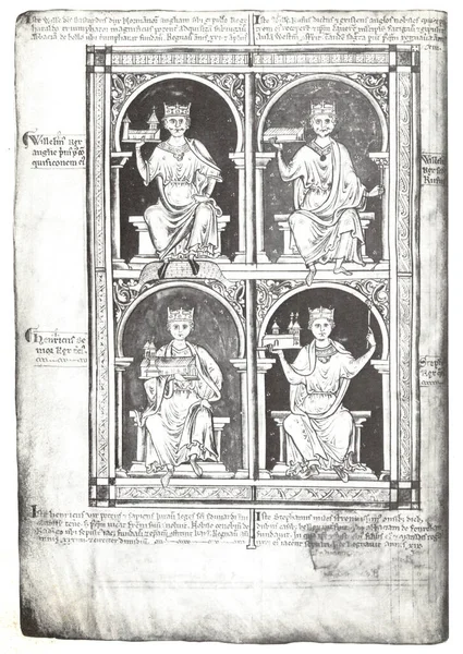 Los reyes normandos de Inglaterra representados como patronos de la Iglesia — Foto de Stock