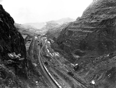 Panama Canal construction black and white vintage photograph