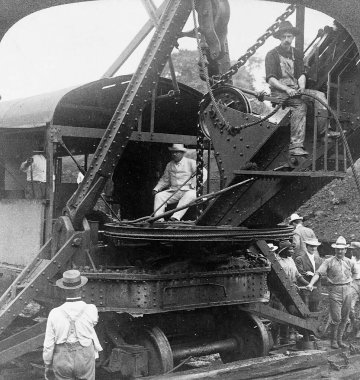 Panama Canal construction black and white vintage photograph
