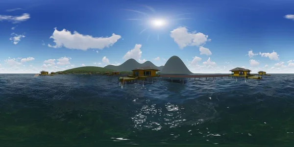 Panorama of the coast of Tahiti 3d rendering — Stock Photo, Image