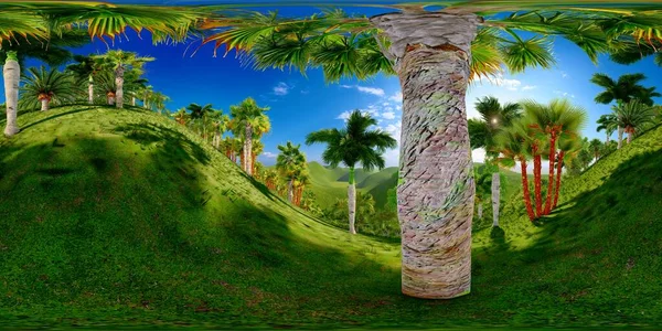 Öğleden sonra tropikal park 3D görüntüleme — Stok fotoğraf