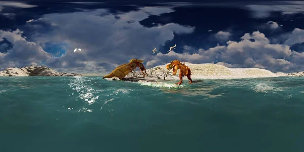恐竜ジュラ紀の先史時代のシーン3Dレンダリング — ストック写真