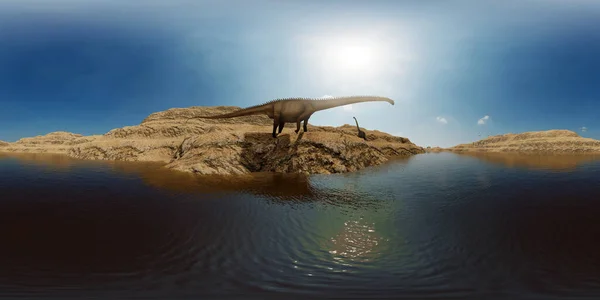 Dinosaurios Jurásico escena prehistórica 3d representación —  Fotos de Stock