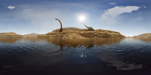 Dinozaury Jurajski prehistoryczna scena 3d renderowania — Zdjęcie stockowe