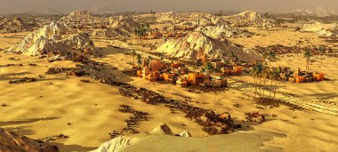 Güzel doğal arka plan. -Afrika vahası 3D görüntüleme