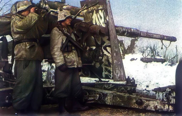 Soldats nazis allemands pendant la Seconde Guerre mondiale en photographie historique — Photo