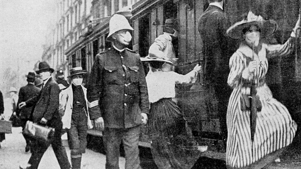 1918-1919. Un'epidemia di "influenza spagnola" diffusa in tutto il mondo — Foto Stock