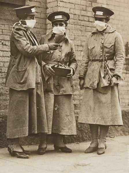 1918年- 1919年。世界中に広がる「スペインのインフルエンザ」の流行 — ストック写真
