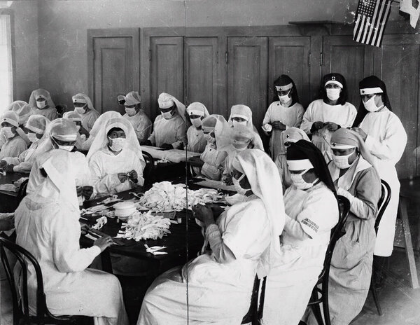 1918-1919. An epidemic of "Spanish Flu" spread around the world
