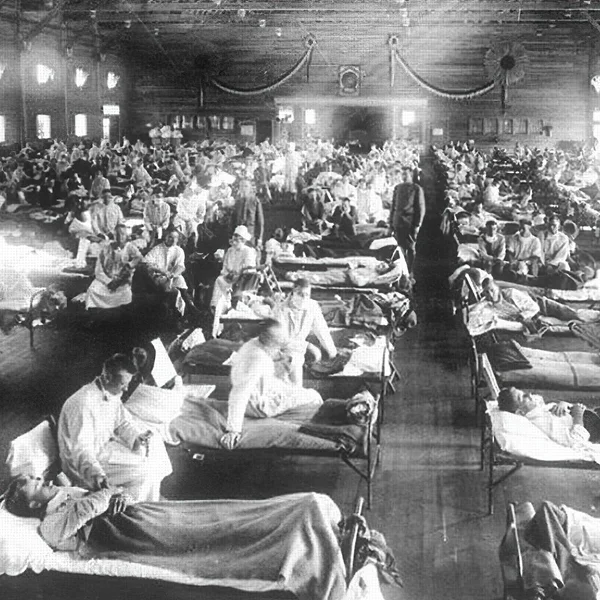 1918-1919. eine Epidemie der "Spanischen Grippe" breitete sich auf der ganzen Welt aus — Stockfoto