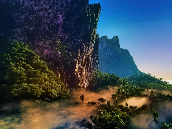 Paraíso en Hawaii Island 3d rendering — Foto de Stock