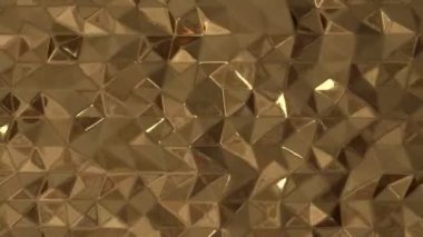 Altın metal arka plan 3d render. Arka plan ile altın cam düzgün çokgen yüzeyden sallayarak animasyon. Animasyon sorunsuz döngü.