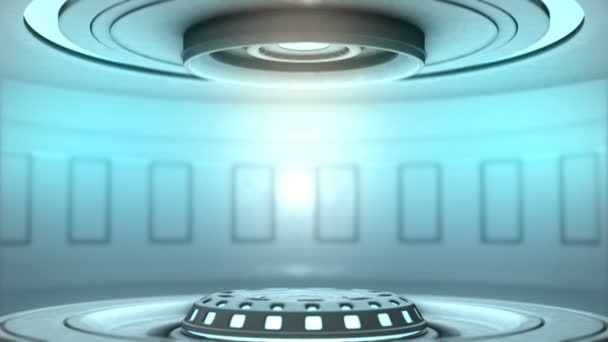 Futuristic interior with empty stage.Technology Sci-fi hi tech concept. 3d rendering Video Clip