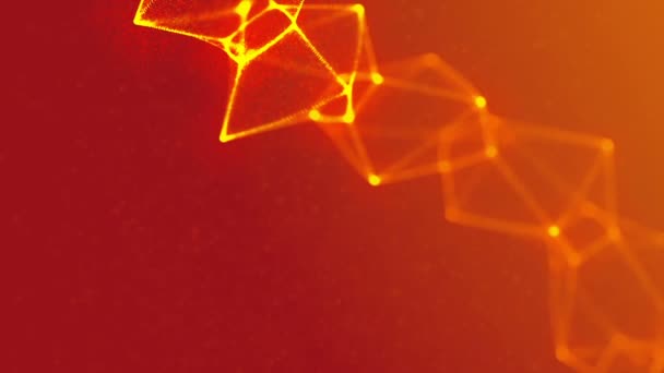 Abstrakte 3D-Darstellung chaotischer Low-Poly-Formen. fliegende polygonale Raute im leeren Raum. futuristischer Hintergrund mit Bokeh-Effekt. Plakatgestaltung. — Stockvideo