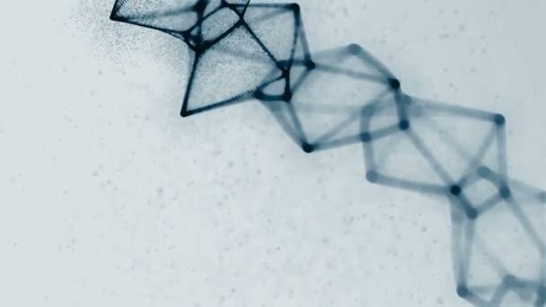 Abstracte 3d rendering van chaotische laag poly-vormen. Vliegende veelhoekige rhombus in de lege ruimte. Futuristische achtergrond met bokeh effect. Posterontwerp. — Stockvideo