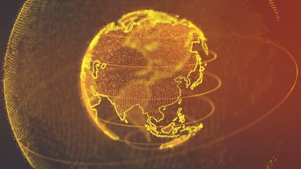 Dane cyfrowe globe - streszczenie renderowania 3d sieci danych naukowych technologii wokół planety Ziemia transport, łączność, złożoności i powodzi danych nowoczesnej ery cyfrowej — Wideo stockowe