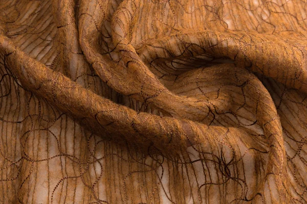 Toile de fond marron de luxe ou plis ondulés de soie grunge texture velours satiné — Photo