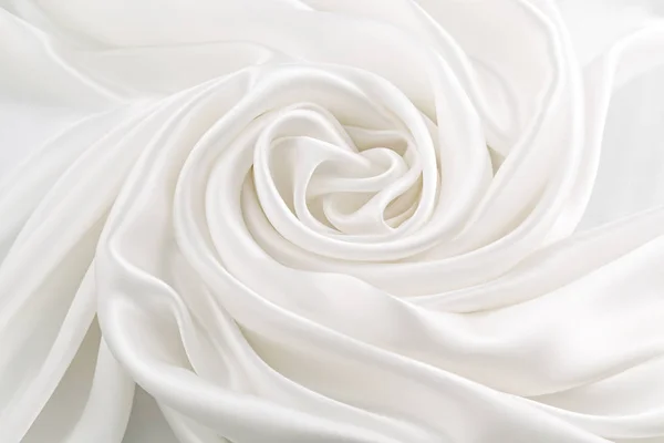 Seda luxuosa branca, tecido ondulado — Fotografia de Stock